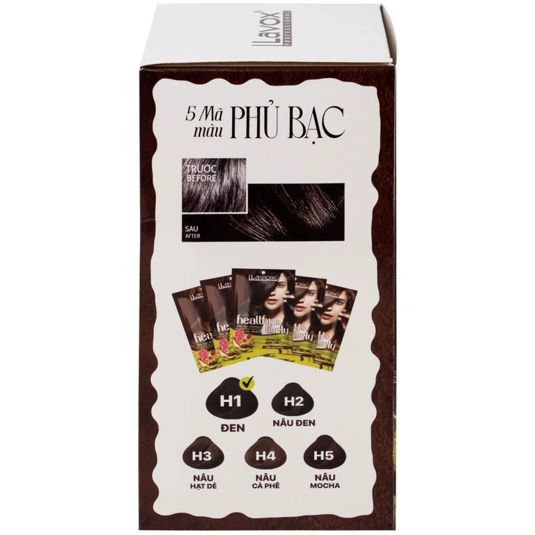Gội phủ bạc đen Lavox H1, giống tóc đen mượt (10 gói x 30ml)