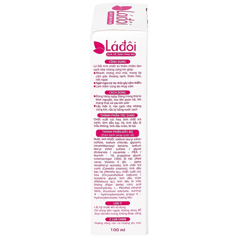 Dung dịch vệ sinh phụ nữ Shema Lá Đôi 100ml hương nồng nàn làm sạch vùng kín, hết ngứa, khử mùi
