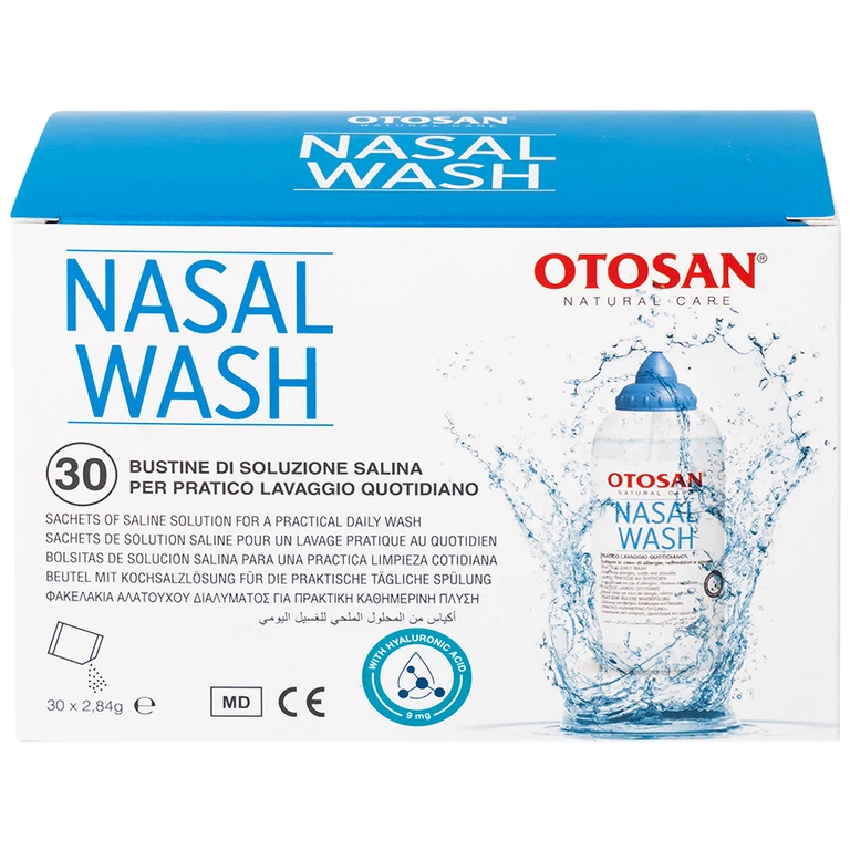 Bộ rửa xoang mũi Otosan Nasal Wash làm sạch sâu, hồi phục chứng viêm mũi dị ứng (1 kít + 30 gói)