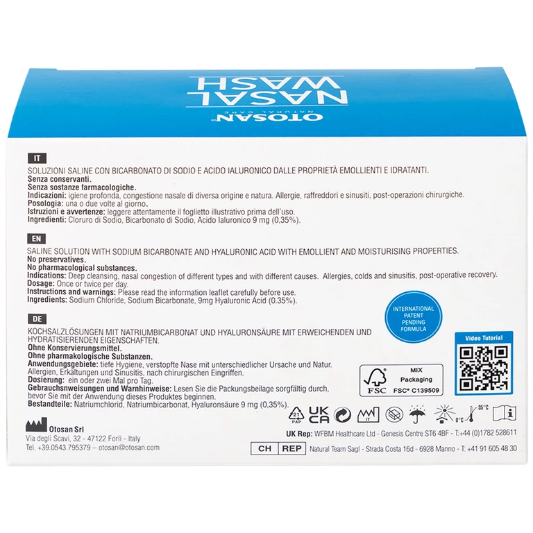 Bộ rửa xoang mũi Otosan Nasal Wash làm sạch sâu, hồi phục chứng viêm mũi dị ứng (1 kít + 30 gói)