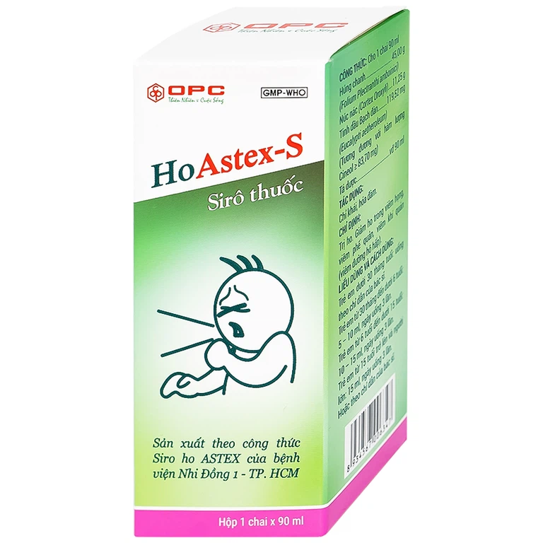 Siro HoAstex 90ml OPC dùng trị ho, giảm ho trong viêm họng, viêm phế quản