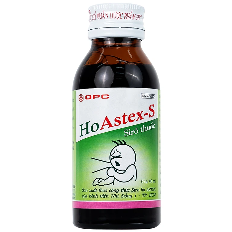 Siro HoAstex 90ml OPC dùng trị ho, giảm ho trong viêm họng, viêm phế quản