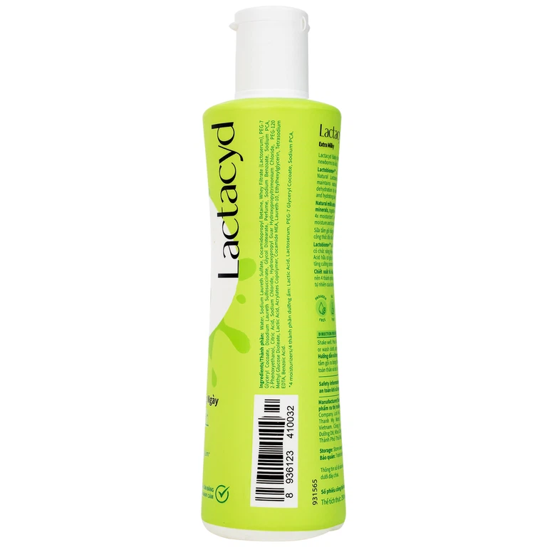 Sữa tắm gội cho bé Lactacyd Baby Extra Milky bảo vệ, nuôi dưỡng da và tóc (250ml)