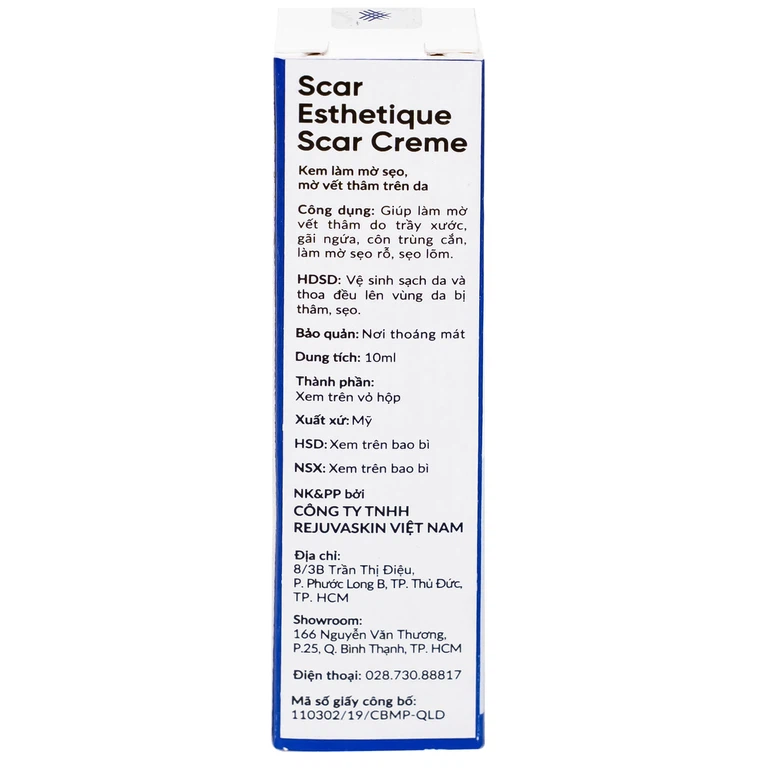 Kem bôi Rejuvaskin Scar Esthetique Silicone trị sẹo, mờ sẹo (10ml)