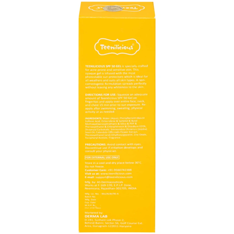 Gel chống nắng Teenilicious SPF 50 dành cho da mụn và da nhạy cảm (75g)