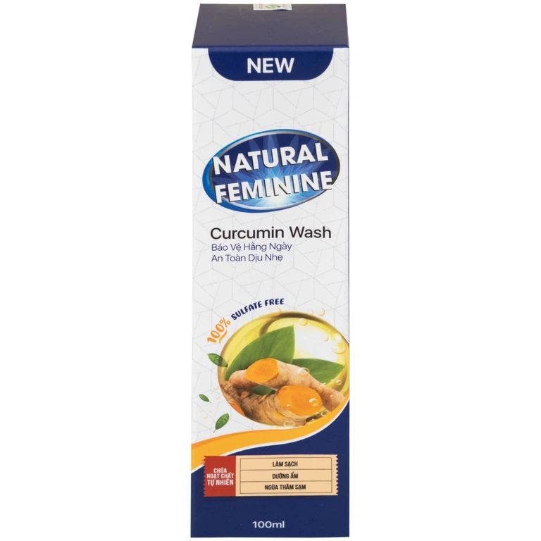 Dung dịch vệ sinh phụ nữ Natural Feminine Curcumin Wash giúp làm sạch, khử mùi vùng kín (100ml)