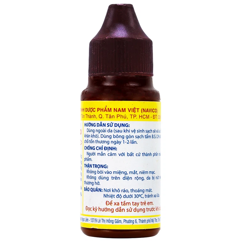 Cồn BSI 2% Nam Việt điều trị nấm da, nấm móng, nấm tóc, lác, lang ben (chai)