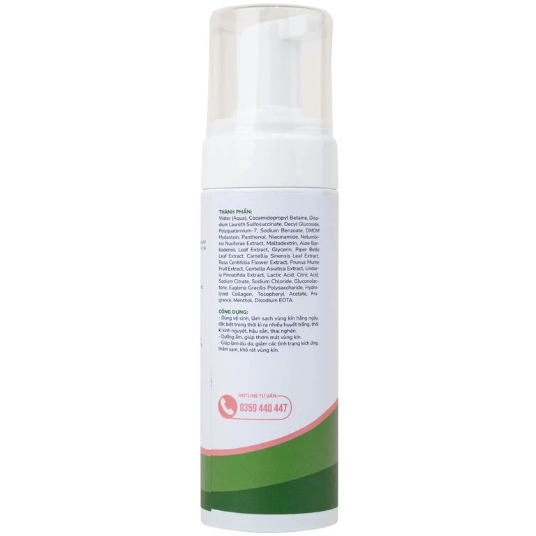 Dung dịch vệ sinh phụ nữ dạng bọt Natural Feminine làm sạch, không gây khô rát kích ứng (160ml)