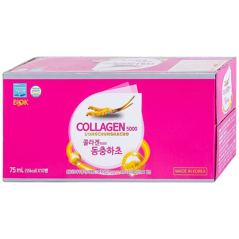 Nước Collagen5000 Đông Trùng Hạ Thảo Biok (10 chai x 75ml)