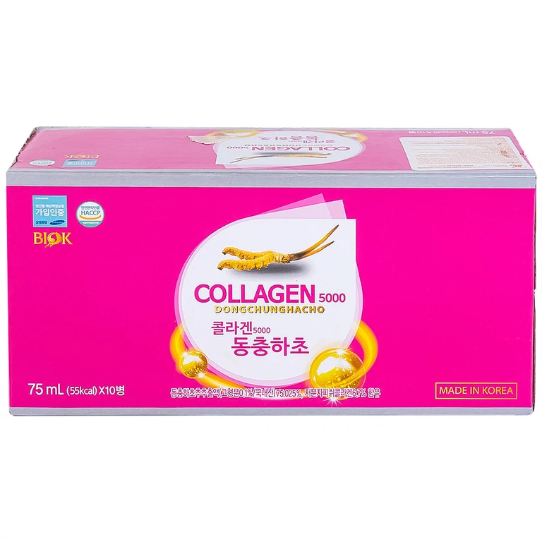 Nước Collagen5000 Đông Trùng Hạ Thảo Biok (10 chai x 75ml)