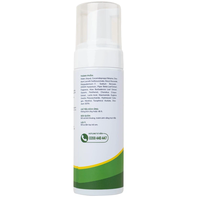 Dung dịch vệ sinh phụ nữ dạng bọt Natural Feminine Lá Trầu Không kháng khuẩn, vệ sinh nhẹ nhàng (160ml)
