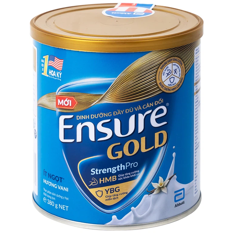 Sữa bột Ensure Gold StrengthPro Abbott hương vani, ít ngọt, tăng cường sức khỏe khối cơ, tăng miễn dịch (380g)