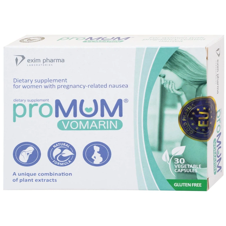 Viên uống proMUM Vomarin hỗ trợ giảm buồn nôn cho phụ nữ mang thai, tăng tiết sữa mẹ (2 vỉ x 15 viên)