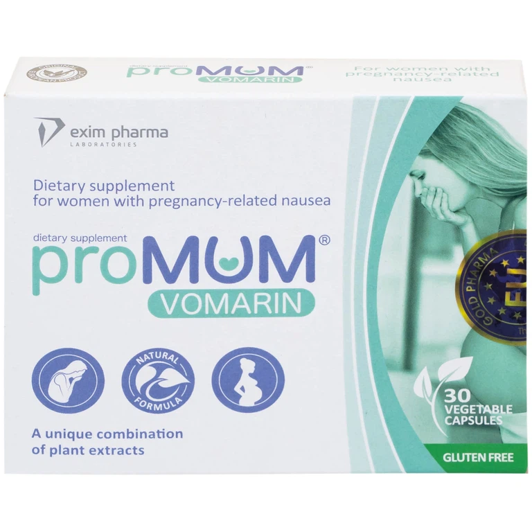 Viên uống proMUM Vomarin hỗ trợ giảm buồn nôn cho phụ nữ mang thai, tăng tiết sữa mẹ (2 vỉ x 15 viên)