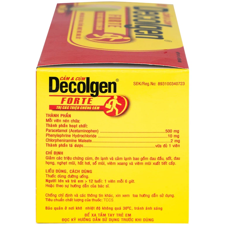 Thuốc Decolgen Forte United giảm các triệu chứng cảm cúm, sốt, đau họng, nghẹt mũi (30 vỉ x 4 viên)