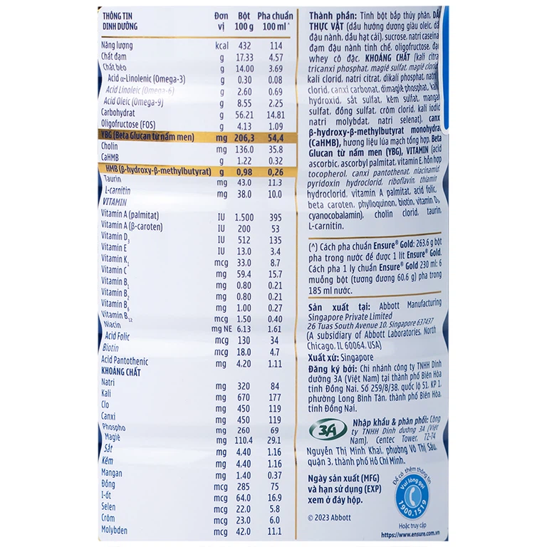 Sữa bột Ensure Gold StrengthPro Abbott hương lúa mạch tăng cường sức khỏe khối cơ, tăng miễn dịch (800g)