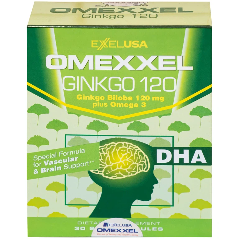Viên uống Omexxel Ginkgo 120 Excelife tăng cường tuần hoàn máu não, tốt cho tim mạch (2 vỉ x 15 viên)