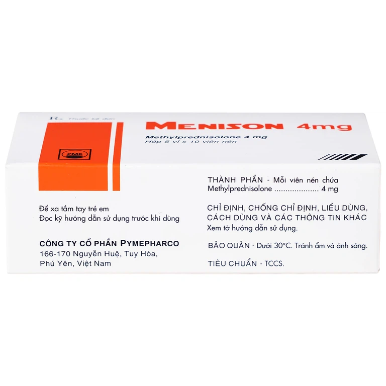Thuốc Menison 4mg Pymepharco điều trị các bệnh liên quan đến viêm, dị ứng, miễn dịch (5 vỉ x 10 viên)