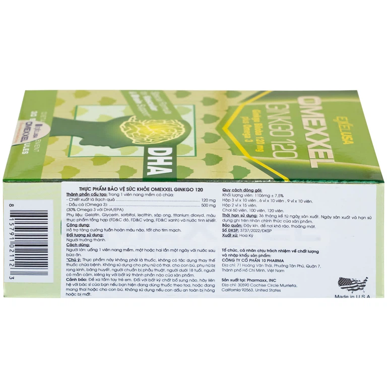 Viên uống Omexxel Ginkgo 120 Excelife tăng cường tuần hoàn máu não, tốt cho tim mạch (2 vỉ x 15 viên)