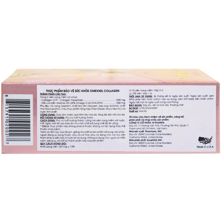 Thực phẩm bảo vệ sức khoẻ Omexxel Collagen giúp làm chậm quá trình lão hóa da (3 vỉ x 10 viên)