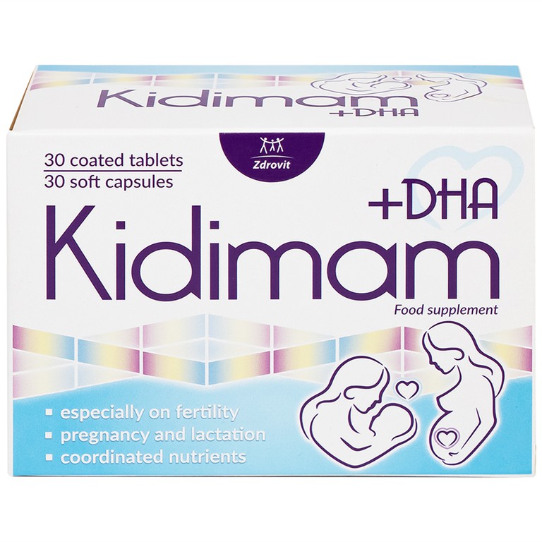 Viên uống Kidimam + DHA NP Pharma bổ sung vitamin, khoáng chất, DHA, EPA (5 vỉ x 12 viên)