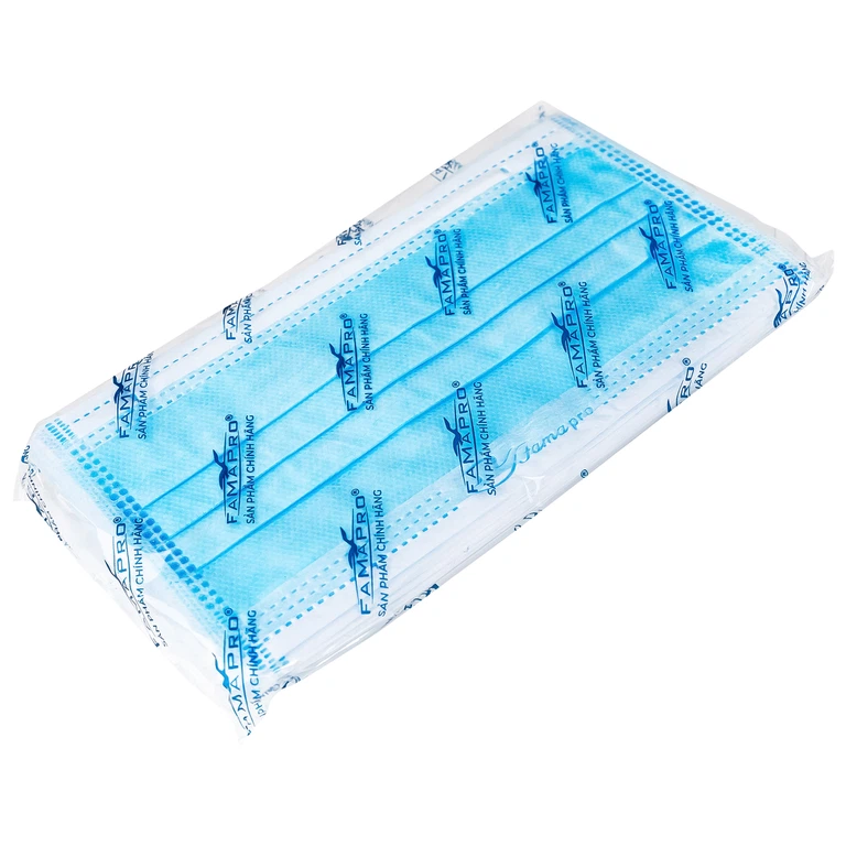 Khẩu trang kháng khuẩn 3 lớp Famapro Nam Anh chống nắng, chống bụi và bảo vệ hệ hô hấp (50 cái)