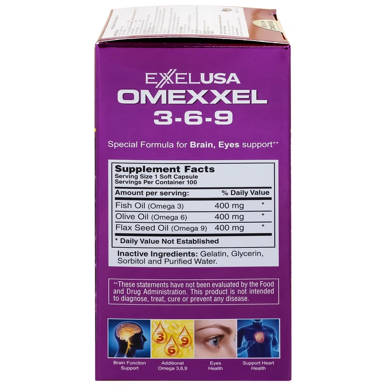Viên uống Omexxel 3-6-9 Excelife tốt cho trí não, giúp bổ mắt (100 viên)