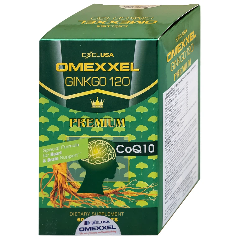 Viên uống Omexxel Ginkgo 120 Premium Omexxel hỗ trợ tốt cho não và tim mạch (60 viên)