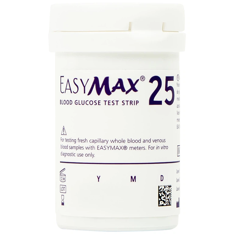 Combo 3 hộp que thử đường huyết Easy Max (25 que - Tặng máy do đường huyết Easy Max Tag)