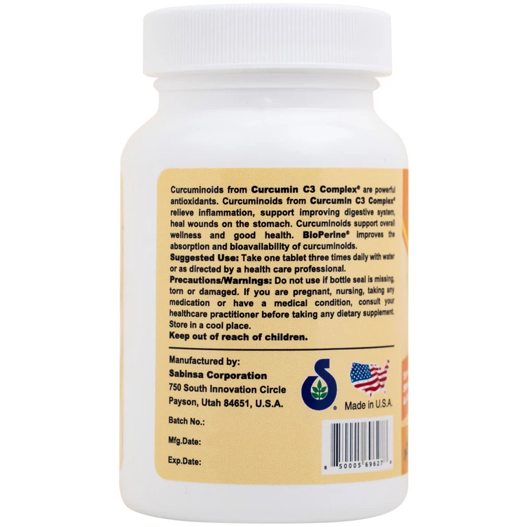 Viên uống Premium Omexxel Curcumin C3 Complex W/Bioperine hỗ trợ cải thiện tiêu hóa (60 viên)