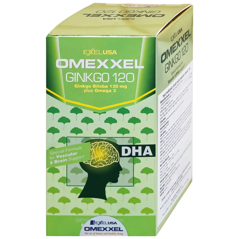 Viên uống Omexxel Ginkgo 120 OMEXXEL hỗ trợ tăng cường tuần hoàn máu não, tốt cho tim mạch (60 viên)