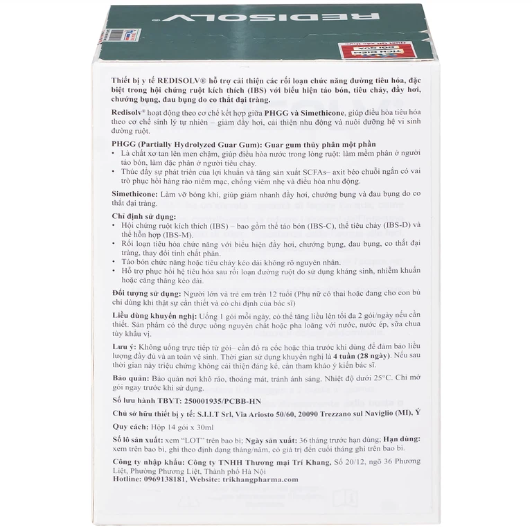 Gel Redisolv Aurora hỗ trợ điều trị hội chứng ruột kích thích (IBS), giảm ngay triệu chứng tiêu chảy, đầy hơi (14 gói)