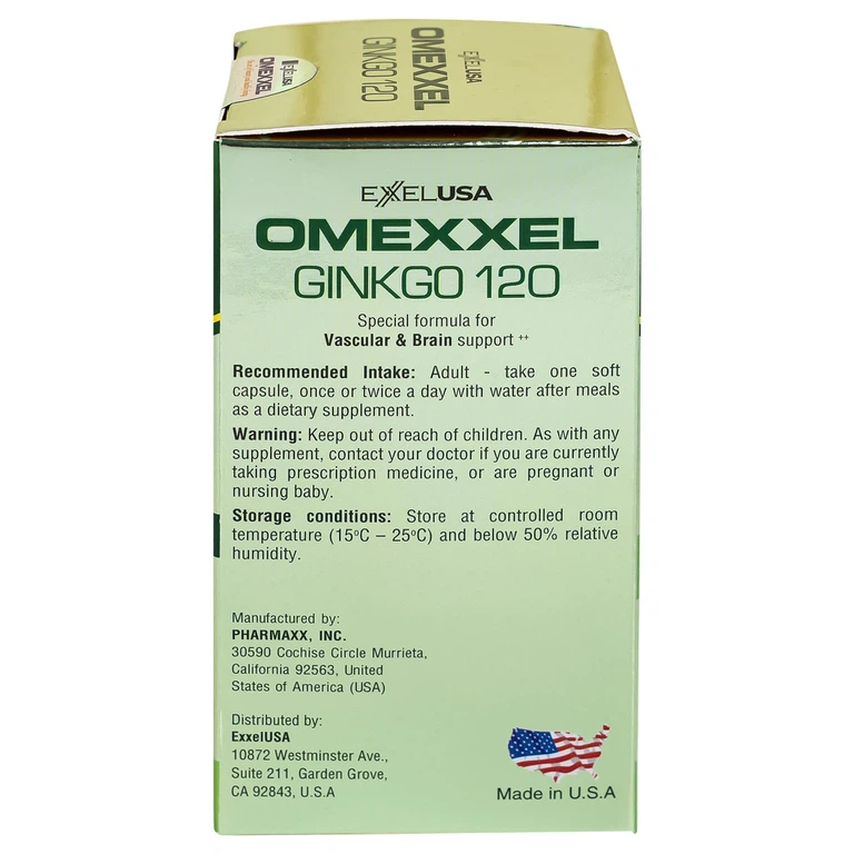 Viên uống Omexxel Ginkgo 120 OMEXXEL hỗ trợ tăng cường tuần hoàn máu não, tốt cho tim mạch (60 viên)