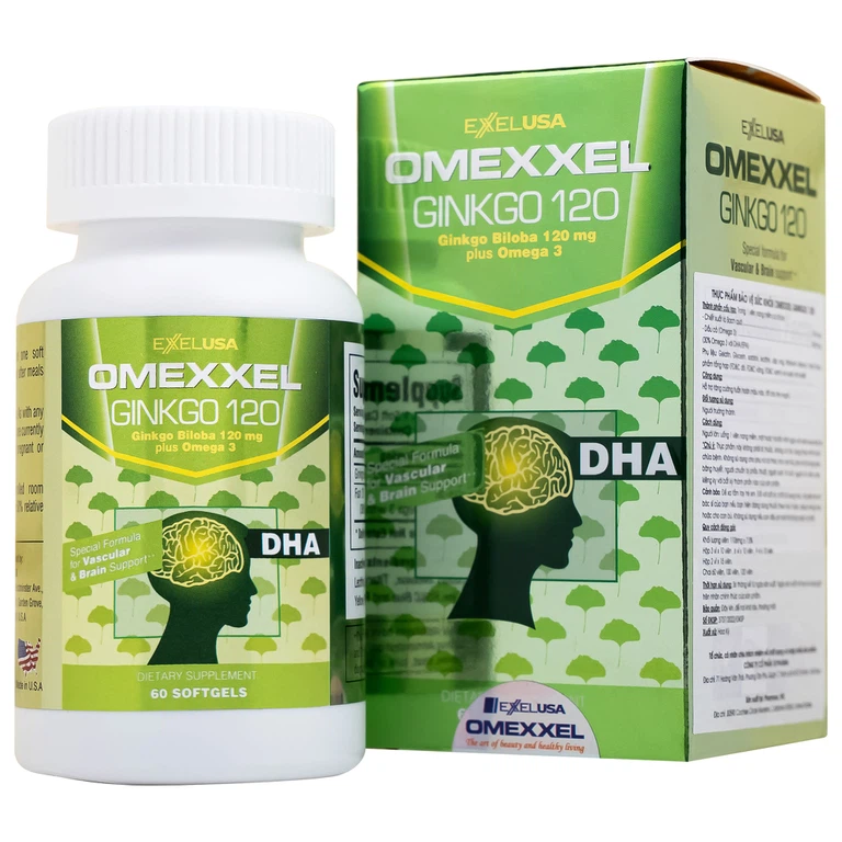 Viên uống Omexxel Ginkgo 120 OMEXXEL hỗ trợ tăng cường tuần hoàn máu não, tốt cho tim mạch (60 viên)