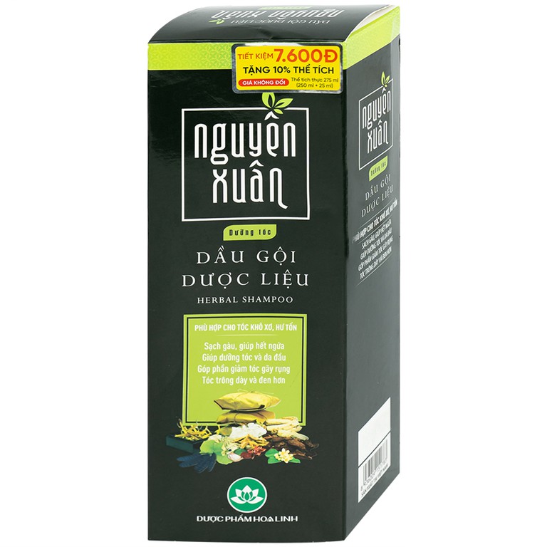 Dầu gội Dược liệu Nguyên Xuân xanh lá 275ml dưỡng tóc và da đầu, giảm gãy rụng 