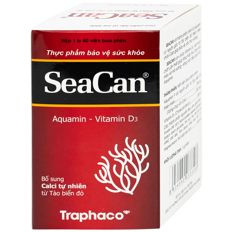 Viên nén Seacan Traphaco bổ sung Canxi, Vitamin K2 và Vitamin D3 (60 viên)