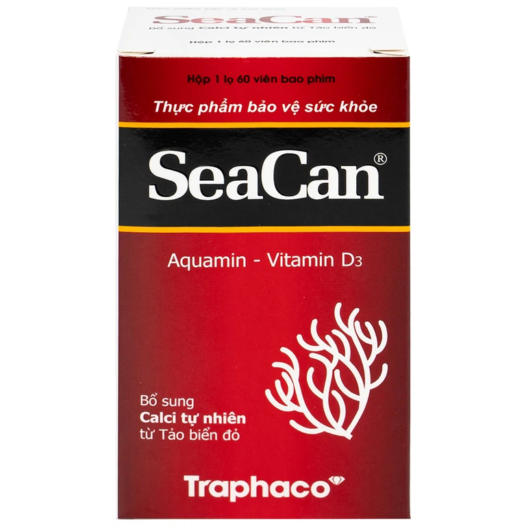 Viên nén Seacan Traphaco bổ sung Canxi, Vitamin K2 và Vitamin D3 (60 viên)