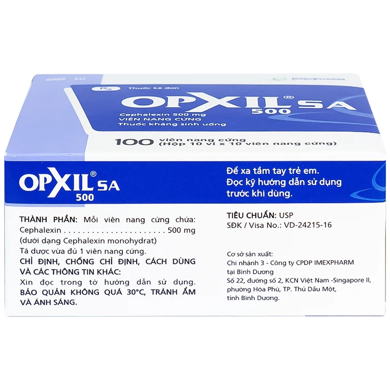 Thuốc OPXIL SA 500 Imexpharm điều trị các nhiễm khuẩn do các vi khuẩn nhạy cảm (10 vỉ x 10 viên)