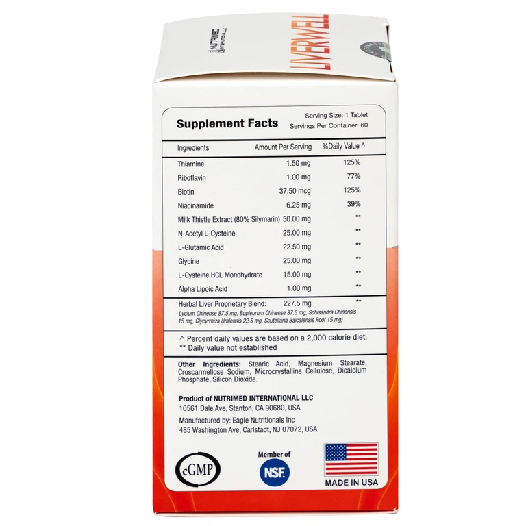 Viên uống Liverwell Nutrimed hỗ trợ giải độc gan giúp hỗ trợ giải độc gan, bảo vệ tế bào gan (60 viên)