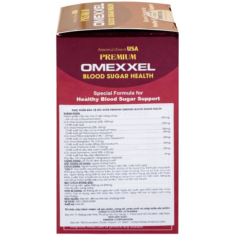 Viên uống Premium Omexxel Blood Sugar Health hỗ trợ ổn định đường huyết (60 viên)
