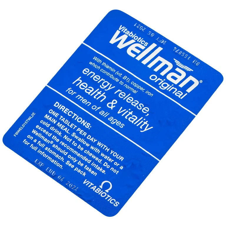 Viên uống Wellman Original Vitabiotics bổ sung vitamin, khoáng chất, hỗ trợ tăng cường sức khỏe cho nam giới (2 vỉ x 15 viên)