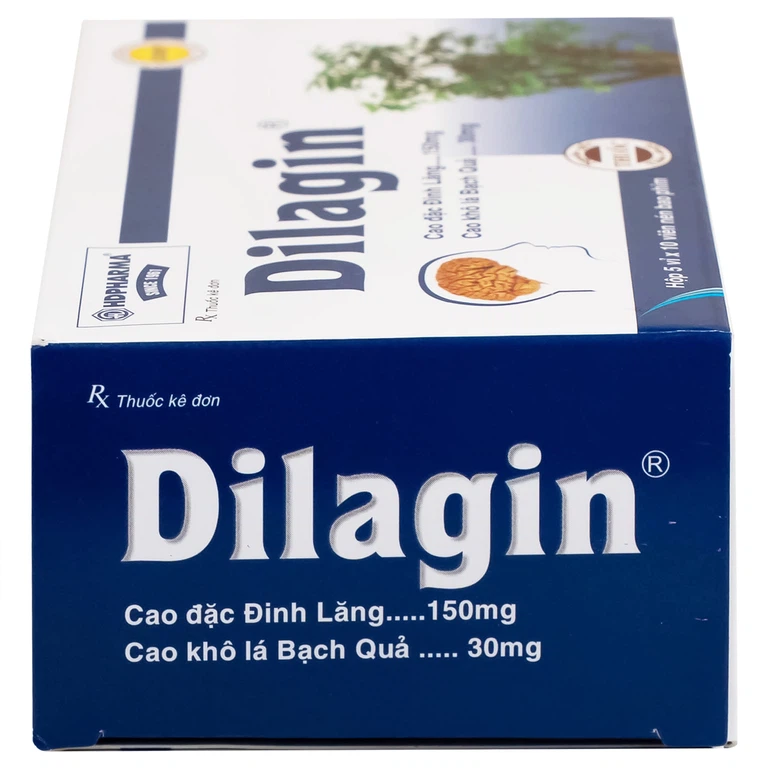 Thuốc Dilagin 150mg Hd Pharma phòng và điều trị suy giảm trí nhớ, thiểu năng tuần hoàn não (5 vỉ x 10 viên)