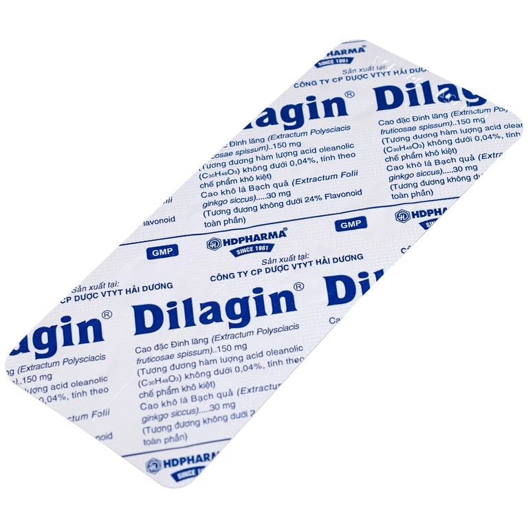 Thuốc Dilagin 150mg Hd Pharma phòng và điều trị suy giảm trí nhớ, thiểu năng tuần hoàn não (5 vỉ x 10 viên)