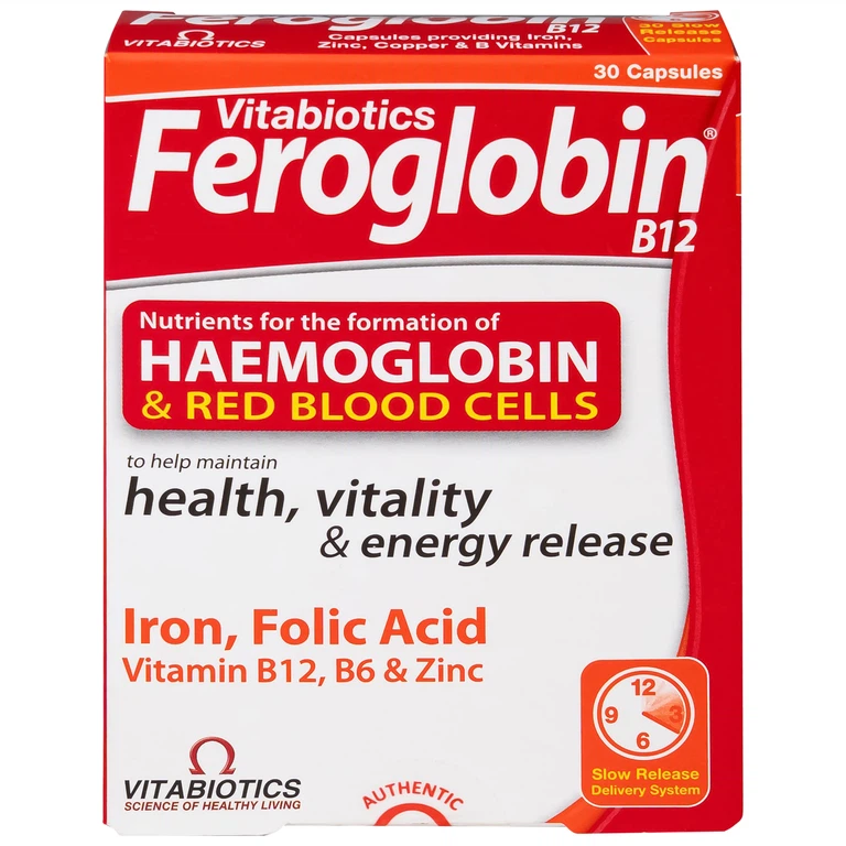 Viên uống Feroglobin B12 Vitabiotics hỗ trợ tăng khả năng tạo máu, tăng cường sức khỏe (30 viên)