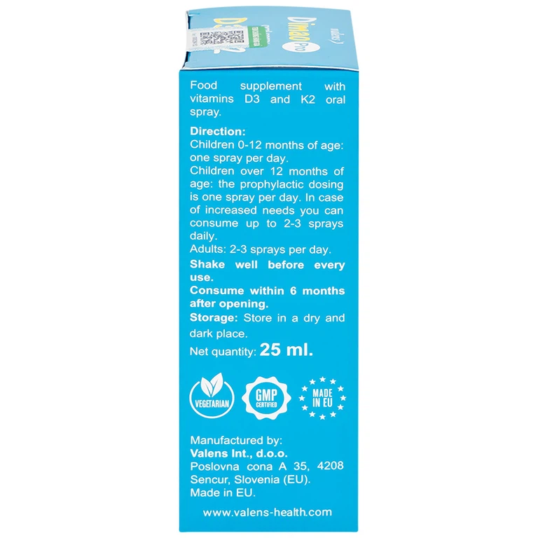 Xịt họng Dimao Pro Oral Spray D3 + K2 hỗ trợ bổ sung vitamin D và vitamin K2 cho cơ thể (25ml)
