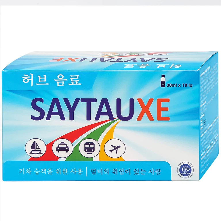 Nước uống thảo dược Saytauxe dùng trong trường hợp người đi tàu xe, người có nguy cơ say tàu xe (10 chai x 30ml)