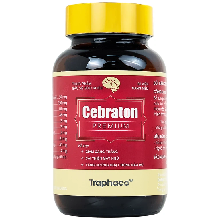 Viên uống Cebraton Premium Traphaco bổ sung vitamin cho não bộ, tăng tuần hoàn máu não (30 viên)