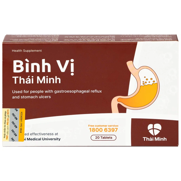 Viên uống Bình Vị Thái Minh hỗ trợ giảm acid dịch vị, giúp bảo vệ niêm mạc dạ dày (2 vỉ x 10 viên)
