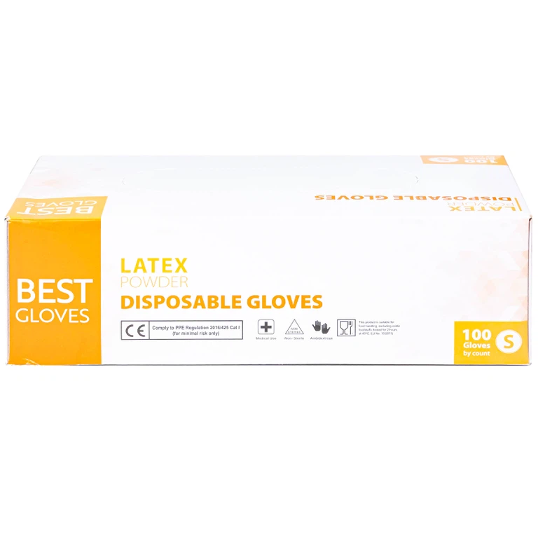 Găng tay cao su y tế có bột phủ Latex Powder Disposable Best Gloves size S (100 cái)