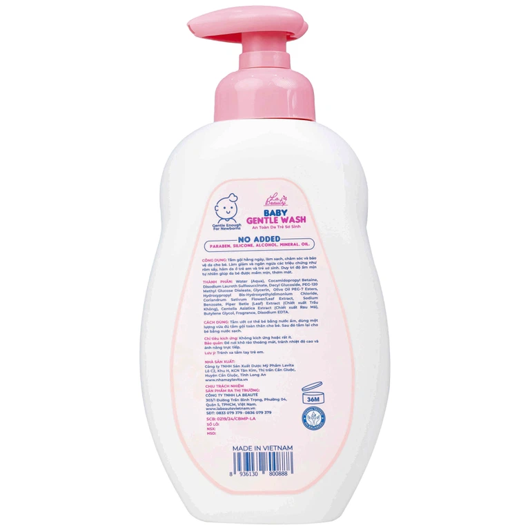 Sữa tắm gội em bé Gentle Wash 500ml La Beauty giảm và ngăn ngừa rôm sảy, hăm da 